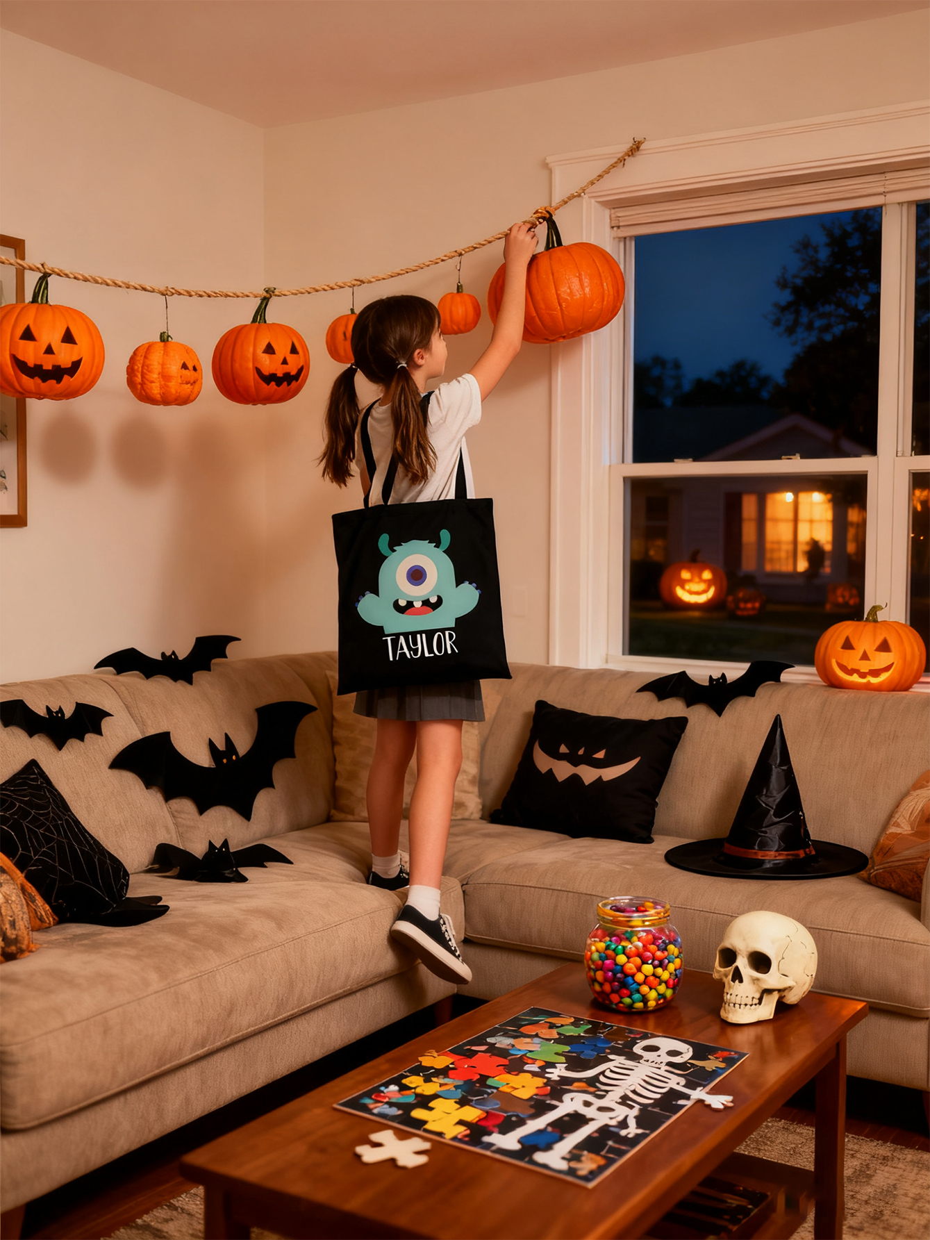 Personalized One-Eyed Monster Halloween Treat Bags